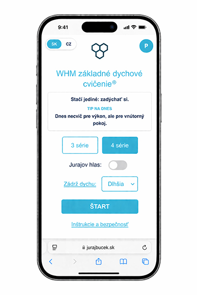 wim hof method aplikácoe pre základné dychové cvičenie WHM dýchanie apka juraj buček 1. pilier