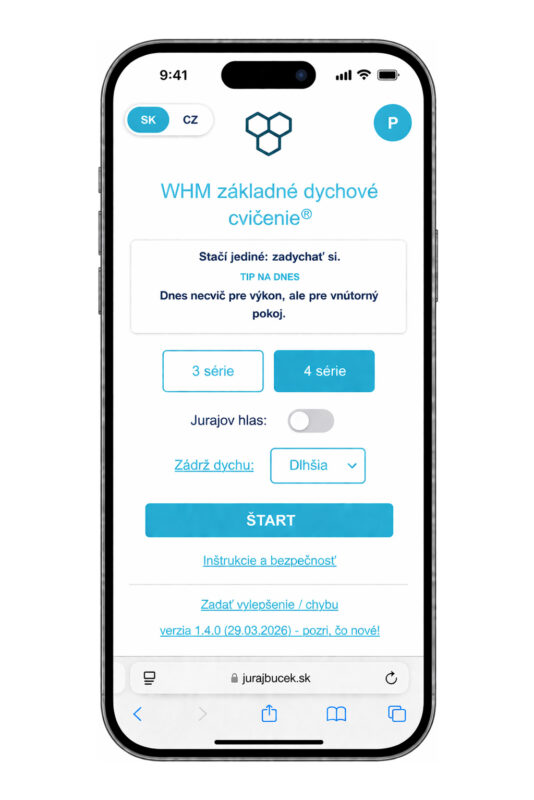 wim hof method aplikácoe pre základné dychové cvičenie WHM dýchanie apka juraj buček 1. pilier