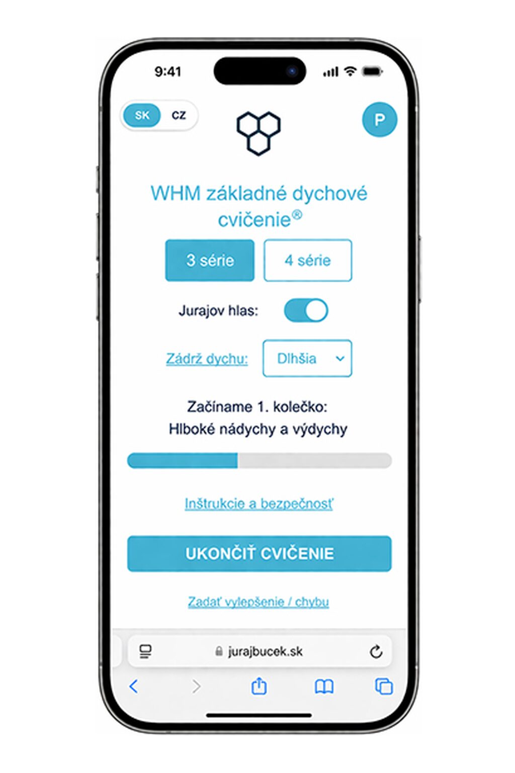 wim hof method aplikácia whm základné dychové cvičenie hlboké nádychy a výdychy