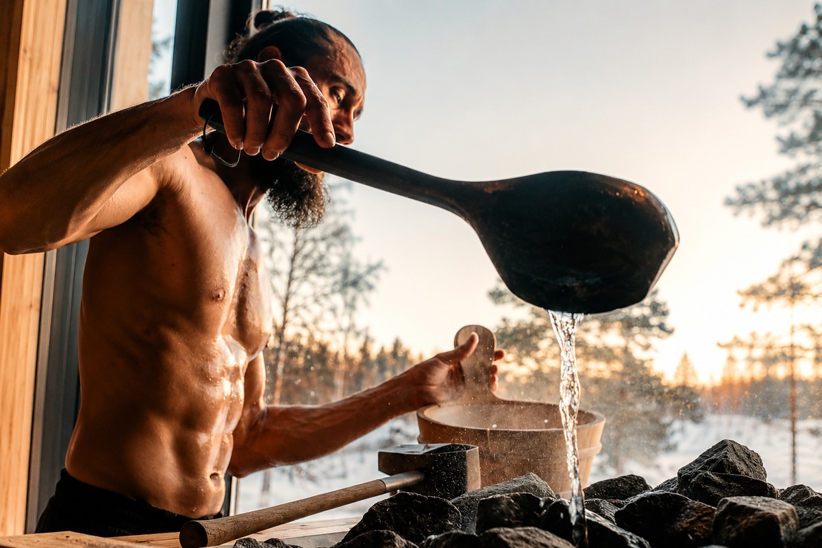 Sauna rituál s vodou na kameňoch