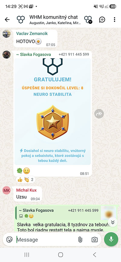 Ocenenie progresu vo WHM komunite