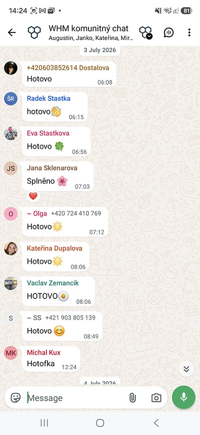 Spoločná podpora vo WHM komunite