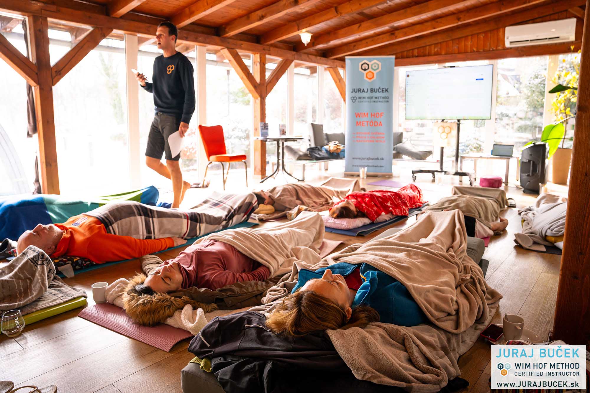 Vedené dychové cvičenie na WHM workshope v Modre