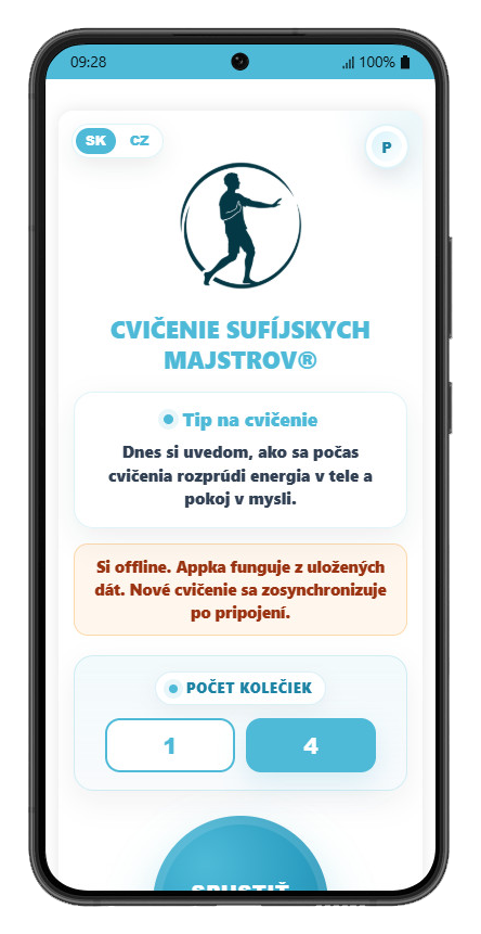 Cvičenie sufíjskych majstrov – offline režim