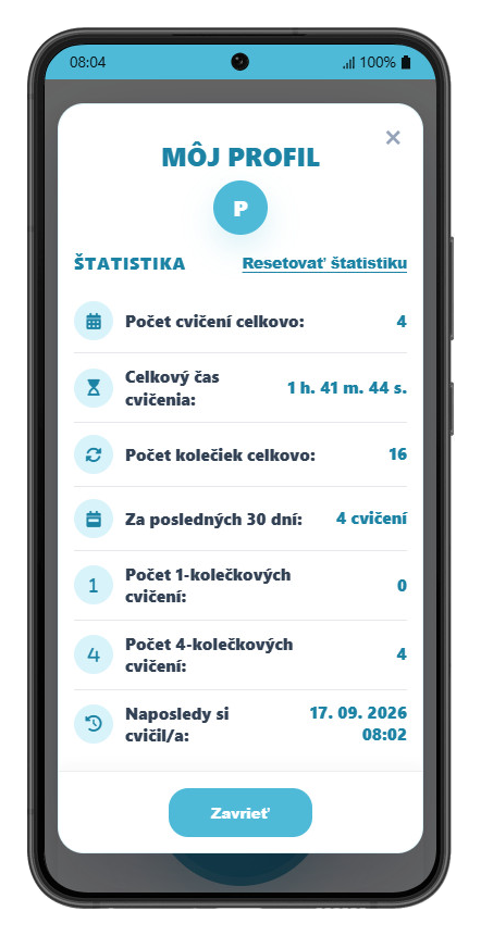 Sufí appka – profil a štatistiky