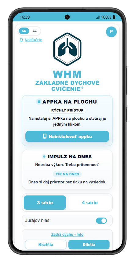 WHM Dych – appka na ploche telefónu