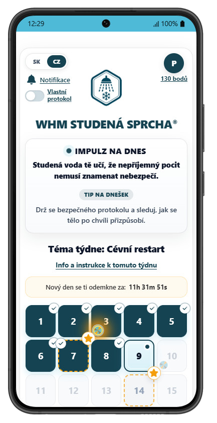WHM Studená sprcha – česká jazyková verzia