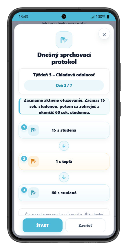 WHM Studená sprcha – dnešný protokol
