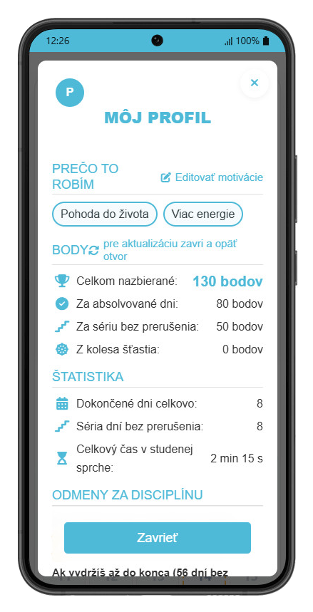 WHM Studená sprcha – profil