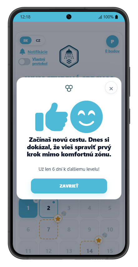 WHM Studená sprcha – dokončenie denného protokolu
